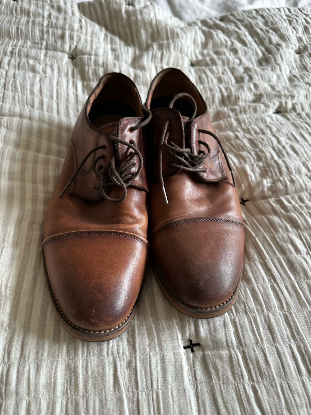 Florsheim Brown Leather Cap-Toe Derby Dress Shoes